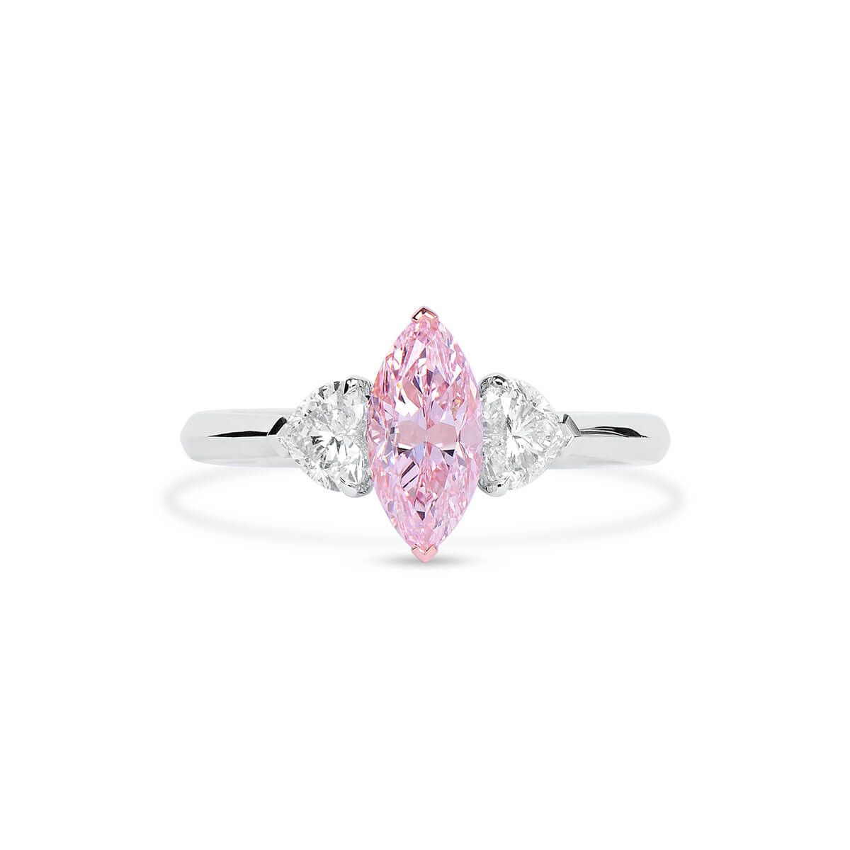 Engagement Ring -Marquise Diamond Engagement Ring Pink Diamonds Halo Trio  Band-ES1119